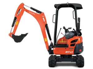 Orange Kubota framed excavator with black frame